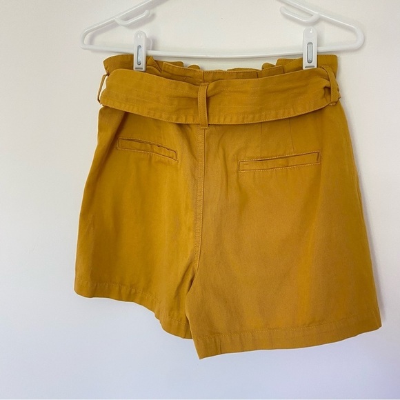 Every Paperbag Shorts Mustard Yellow Women’s Sz 4 Front Tie Cotton High Rise - Picture 7 of 10